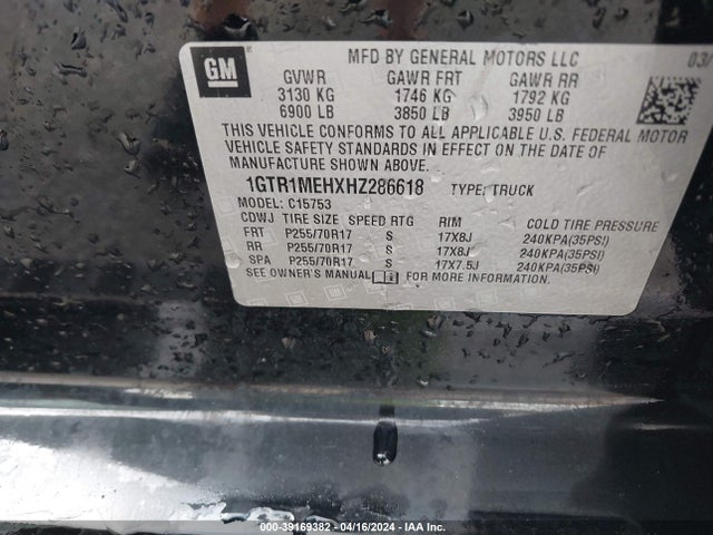 1GTR1MEHXHZ286618 GMC Sierra 1500 Sle