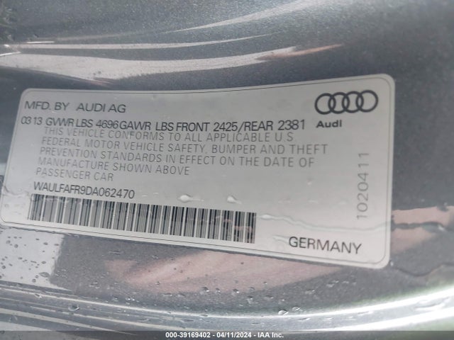 Продажа на аукционе авто 2013 Audi A5 2.0t Premium, vin: WAULFAFR9DA062470, номер лота: 39169402