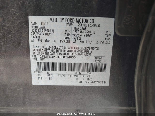 Ford Edge Titanium 2015 2FMTK4K94FBC24630 Image 9