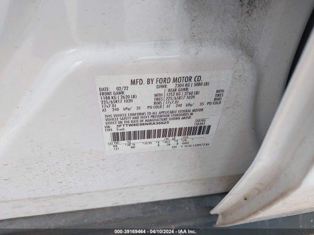 Ford Maverick Xl 2022 3FTTW8E98NRA36625 Image 9