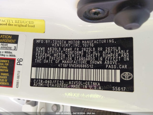 Toyota CAMRY LE 2017 4T1BF1FK5HU686512 Image 9