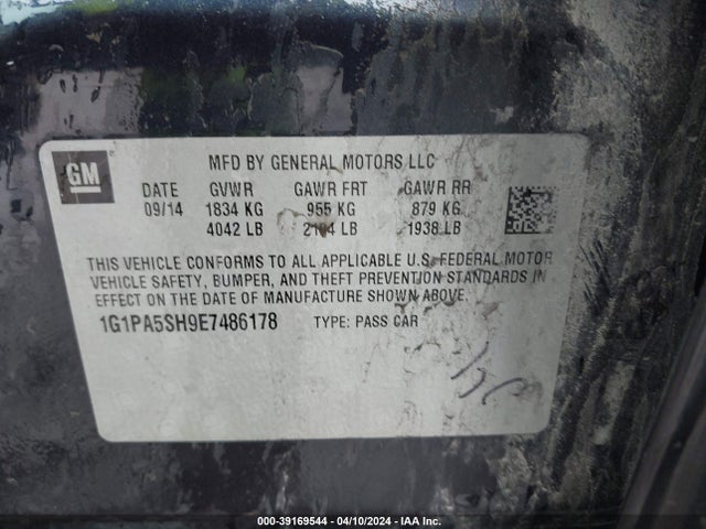 Chevrolet Cruze Ls Auto 2014 1G1PA5SH9E7486178 Image 9