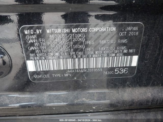 JA4AT4AAXKZ019559 Mitsubishi Eclipse Cross Le