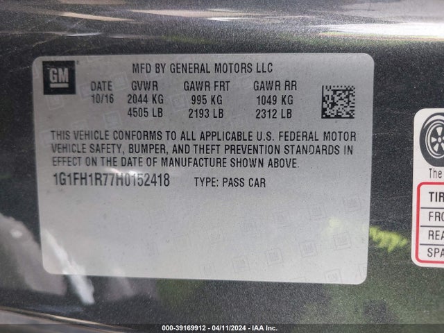 Chevrolet CAMARO 2SS 2017 1G1FH1R77H0152418 Image 9