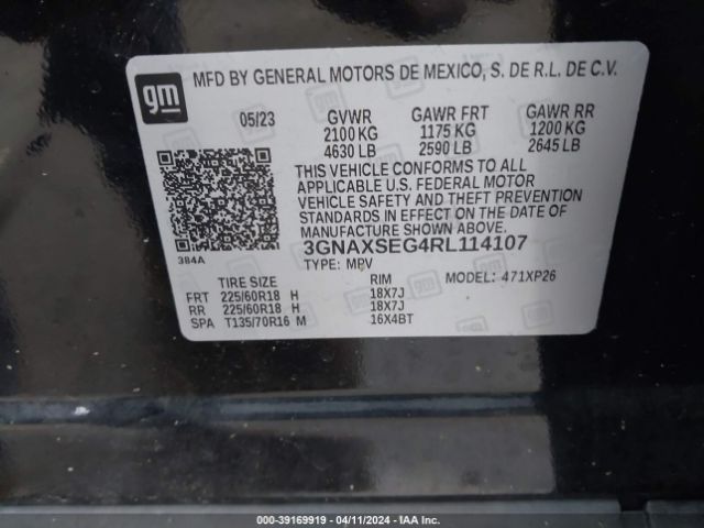 3GNAXSEG4RL114107 Chevrolet Equinox Awd Ls