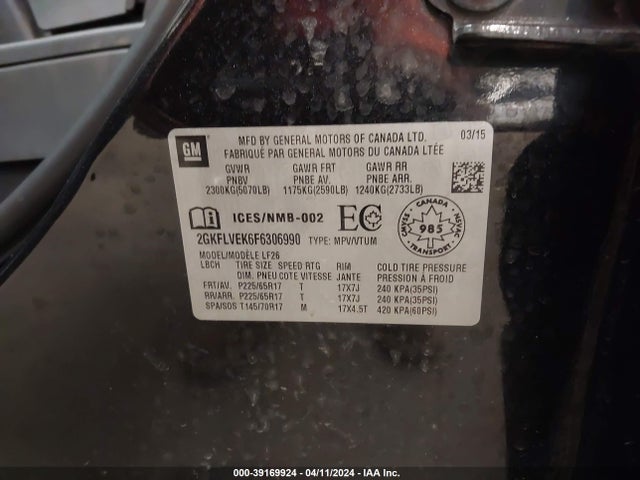 GMC Terrain Sle-1 2015 2GKFLVEK6F6306990 Image 9