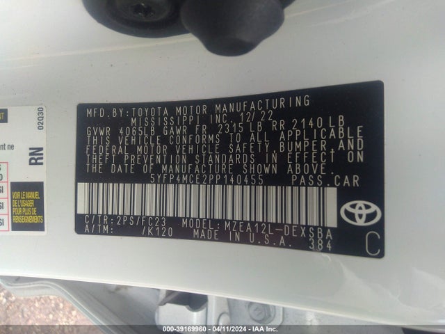Toyota COROLLA SE 2023 5YFP4MCE2PP140455 Image 9