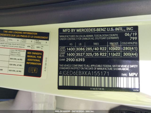 4JGED6EBXKA155171 Mercedes-Benz Amg Gle 43 Coupe 4matic