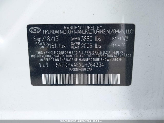 Hyundai Elantra Value Edition 2016 5NPDH4AEXGH764334 Image 12