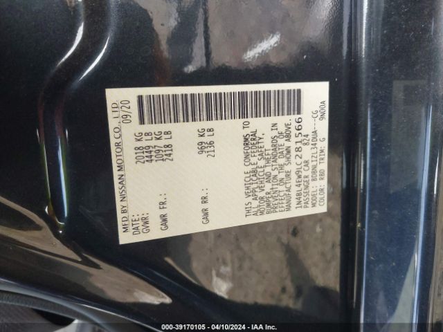 1N4BL4EW9LC281566 Nissan Altima Sl Intelligent Awd