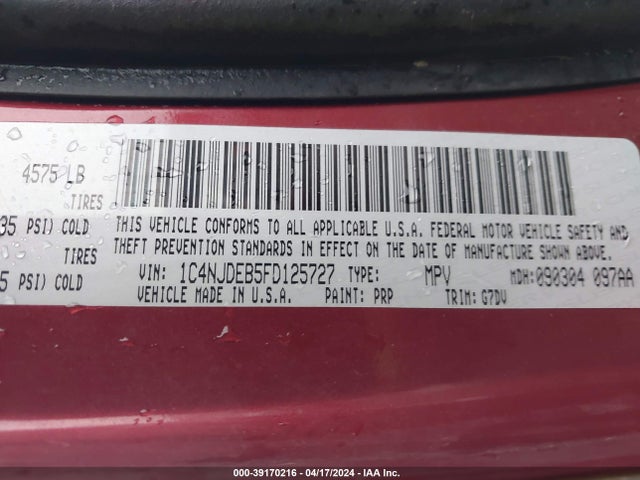 Jeep Compass Latitude 2015 1C4NJDEB5FD125727 Image 9