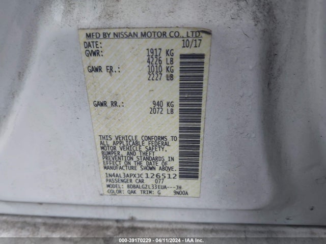 Nissan Altima 2.5 S 2018 1N4AL3APXJC126512 Image 9