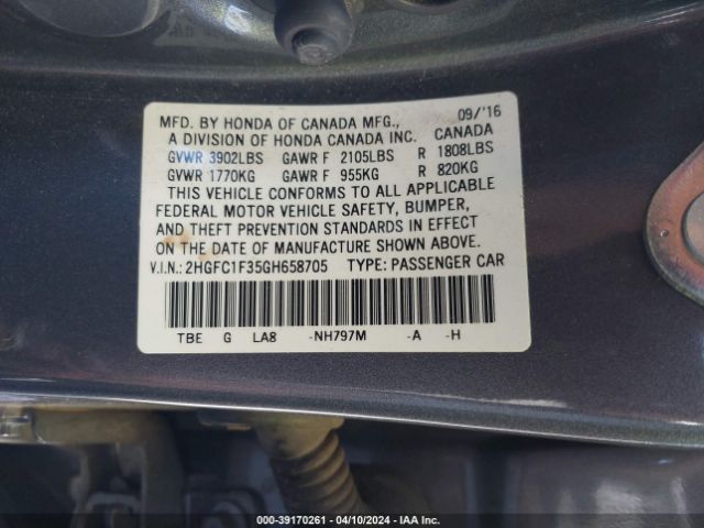 2HGFC1F35GH658705 Honda Civic Ex-t