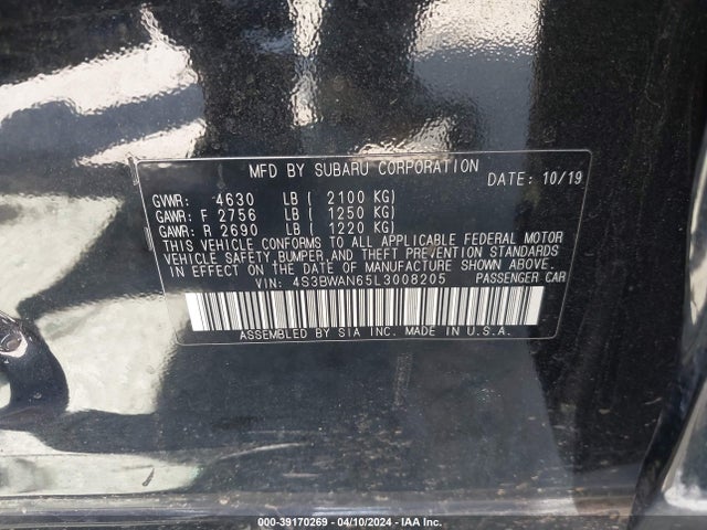 4S3BWAN65L3008205 Subaru Legacy Limited