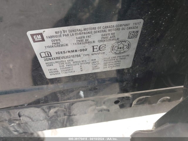 Chevrolet EQUINOX LS 2018 2GNAXREV8J6216784 Image 9