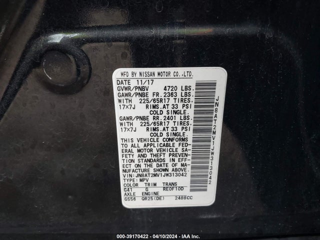 Nissan ROGUE SV 2018 JN8AT2MV1JW313042 Image 9