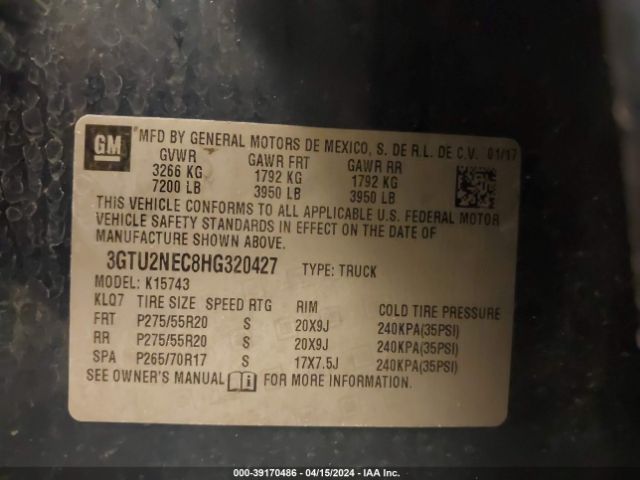 3GTU2NEC8HG320427 GMC Sierra 1500 Slt