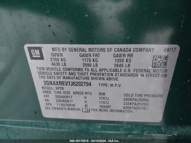 Chevrolet EQUINOX LS 2018 2GNAXREV7J6202794 Image 9