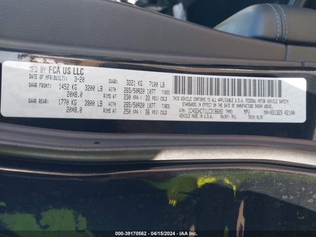 1C4SDHCT1LC318603 Dodge Durango R/t Rwd
