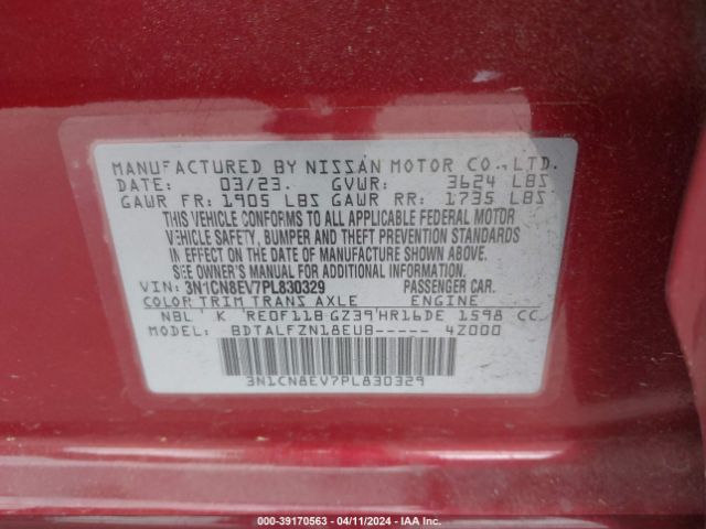 3N1CN8EV7PL830329 Nissan Versa 1.6 Sv Xtronic Cvt