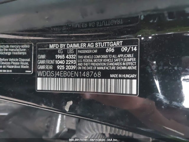 WDDSJ4EB0EN148768 Mercedes-Benz CLA 250