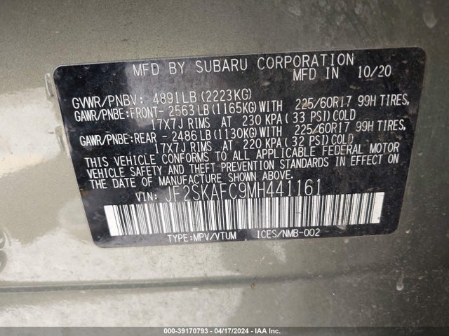 Subaru Forester Premium 2021 JF2SKAFC9MH441161 Image 9