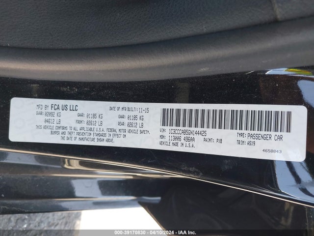 Chrysler 200 Limited 2016 1C3CCCAB5GN144425 Image 9