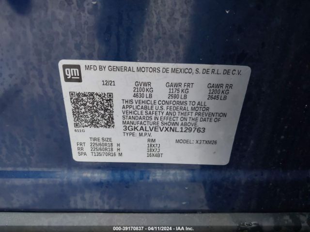 3GKALVEVXNL129763 GMC Terrain Awd Slt