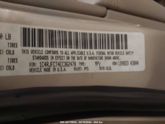 1C4RJFCT4EC362478 Jeep Grand Cherokee Overland