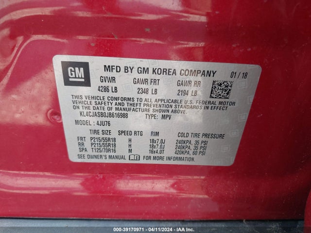 KL4CJASB0JB616988 Buick Encore Preferred