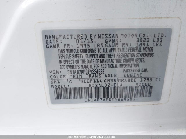 Nissan SENTRA SV 2015 3N1AB7AP0FY224583 Image 9
