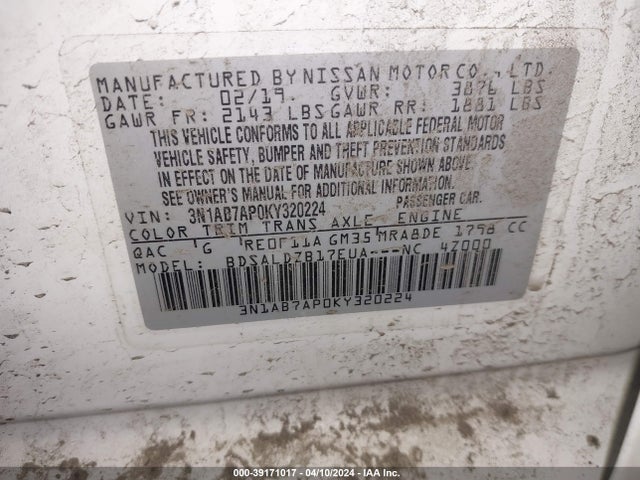 Nissan SENTRA SV 2019 3N1AB7AP0KY320224 Image 9
