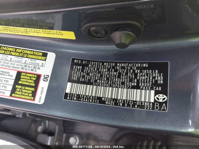 Toyota COROLLA LE 2017 5YFBURHE1HP606877 Image 9