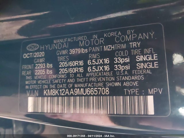 Hyundai Kona Se 2021 KM8K12AA9MU665708 Image 9