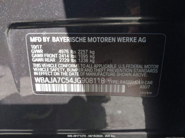 WBAJA7C54JG908118 BMW 530i Xdrive