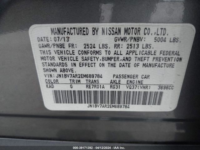 JN1BV7AR2EM689784 Infiniti Q50 SPORT