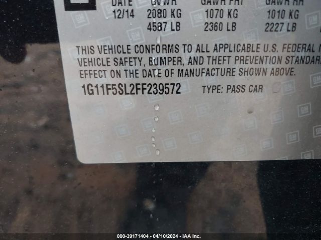 1G11F5SL2FF239572 Chevrolet Malibu 1lz