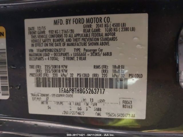 2016 FORD MUSTANG 1FA6P8TH8G5263717 Photo 8