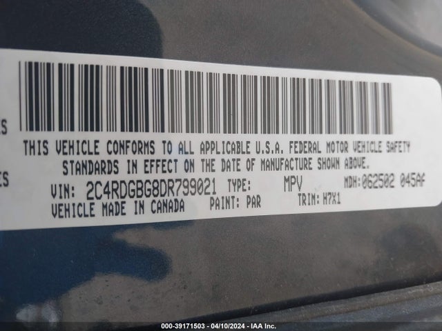 Aukcja sprzedaży 2013 Dodge Grand Caravan Se, vin: 2C4RDGBG8DR799021, numer aukcji: 39171503