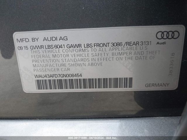 WAU43AFD7GN008454 Audi A8 L 4.0t Sport