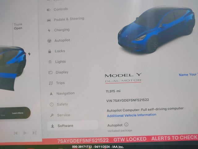 7SAYGDEF5NF521522 Tesla Model Y Performance Dual Motor All-wheel Drive