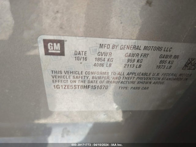 Chevrolet MALIBU 1LT 2017 1G1ZE5ST8HF151070 Image 9