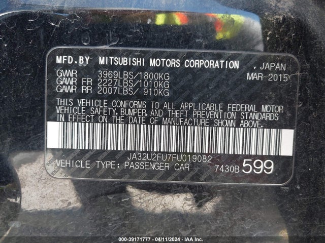 JA32U2FU7FU019082 Mitsubishi LANCER ES