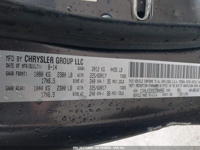 Jeep Compass Latitude 2014 1C4NJCEB3ED900955 Image 9