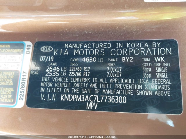 KIA Sportage Lx 2020 KNDPM3AC7L7736300 Image 9