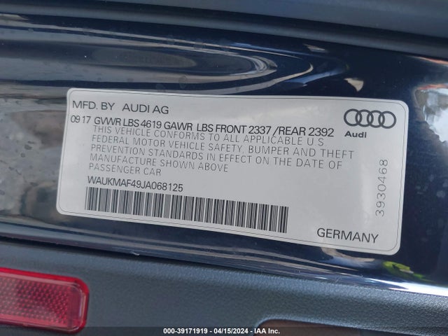 WAUKMAF49JA068125 Audi A4 2.0t Tech Ultra Premium/2.0t Ultra Premium