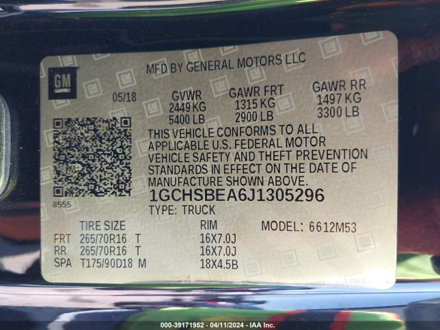 Chevrolet Colorado Wt 2018 1GCHSBEA6J1305296 Image 9