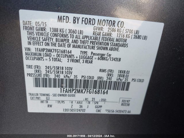 Ford Police Interceptor 2015 1FAHP2MK7FG168164 Image 9