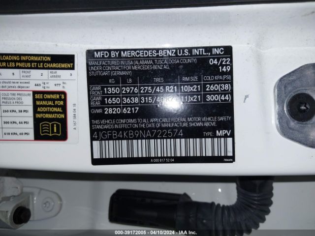 4JGFB4KB9NA722574 Mercedes-Benz Gle 350 4matic