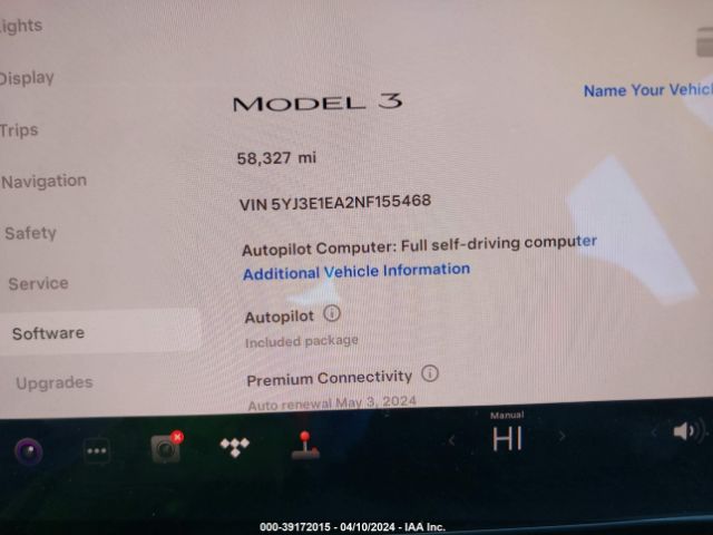 5YJ3E1EA2NF155468 Tesla Model 3 Rear-wheel Drive